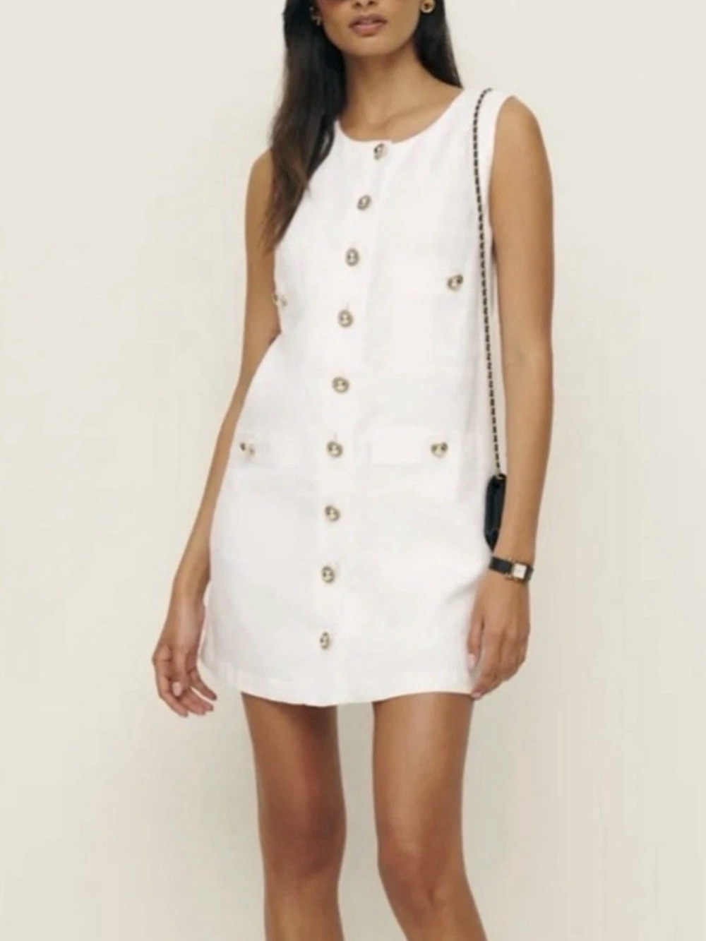 Reformation White Tropez Dress Linen Mini Size 2 Career Girl Quiet Luxury